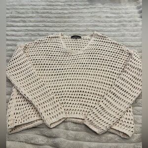 Lulu's Cream Open-Knit V-Neck Sweater size xsmall preowned cream